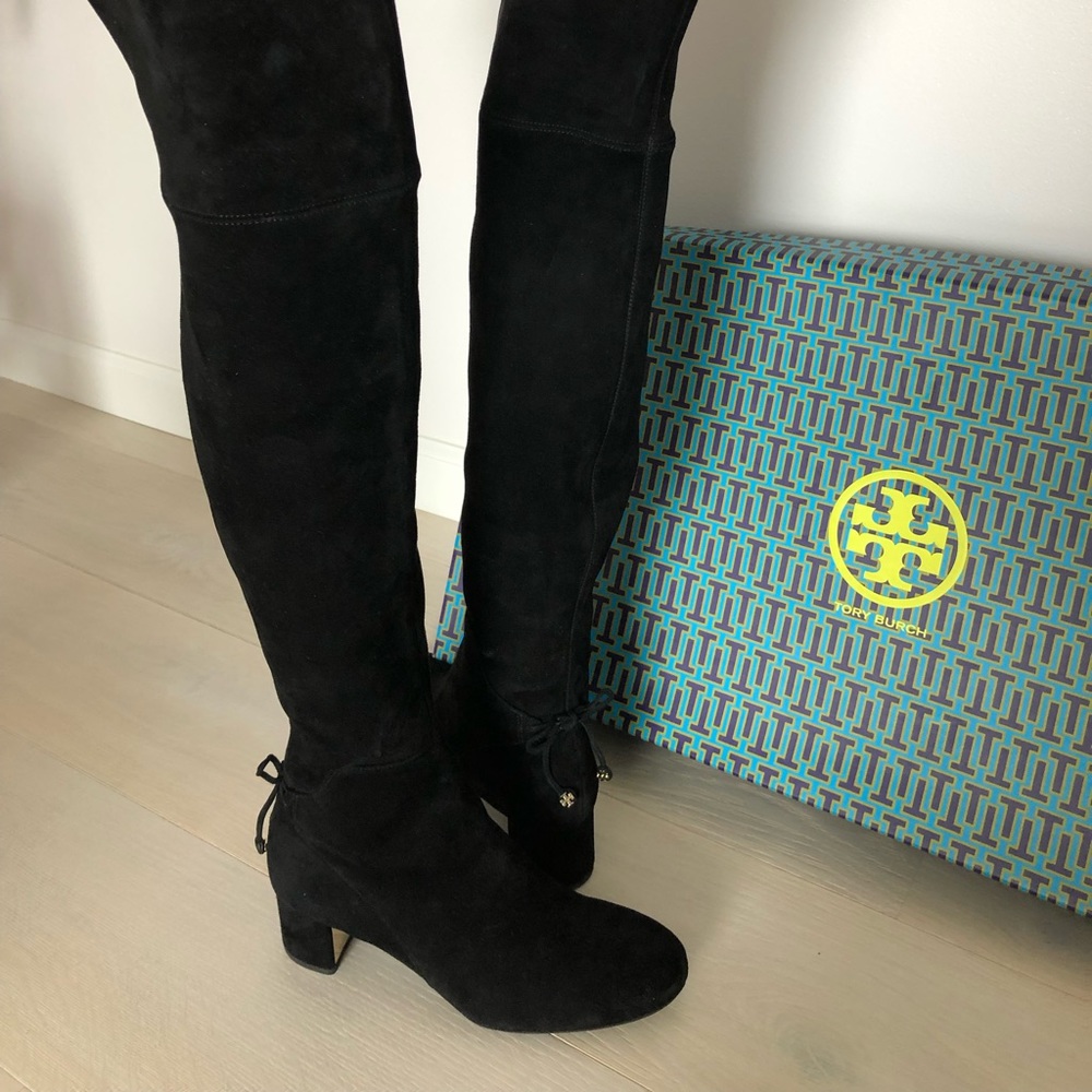 Tory Burch Over the Knee Suede Boots